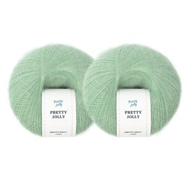 Pretty Jolly 2 Skeins Soft Mohair Yarn, Fluffy & Fuzzy, Luxurious & Thin, Slik Wool Blend Yarn for Crochet & Knitting, Total 20g×2, 300m×2 (Tender Grass Green)