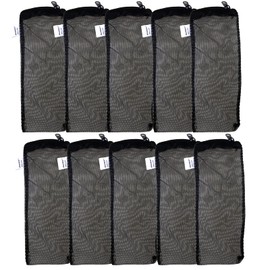 AQUANEAT Aquarium Filter Media Bags, Fish Tank Coarse/Fine Mesh Bags, 3”x8”/5.5”x8” with Plastic Zipper for Activated Carbon 10pcs (Fine, 3" x 8")