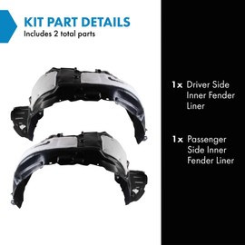 TRQ Inner Fender Liner Set Compatible with 2013-2017 Lexus LS460 2013-2016 LS600h LX1248131 LX1249131