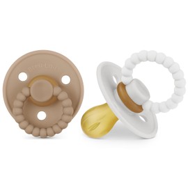 Luladream Chupete - Pezón de goma natural - Mango de dentición - para bebés y niños pequeños (camello + crema)