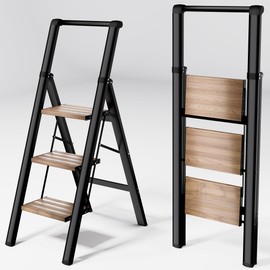 Step Ladder 3 Step Folding, Sturdy 330 Lbs SmallStepStool for Adults, Closet Step Stool with Anti-SlipWidePedals, Portable Folding for Home Kitchen Office