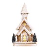 kokiya Christmas Wooden Lighted Snow Church Miniature Tabletop Decoration Xmas