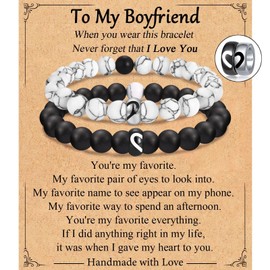 Leyung Matching Bracelets Gifts for Boyfriend Couples Men, Couples Gifts Ideas, Long Distance Relationship Birthday Christmas Anniversary Valentines Day Gifts for Him Men