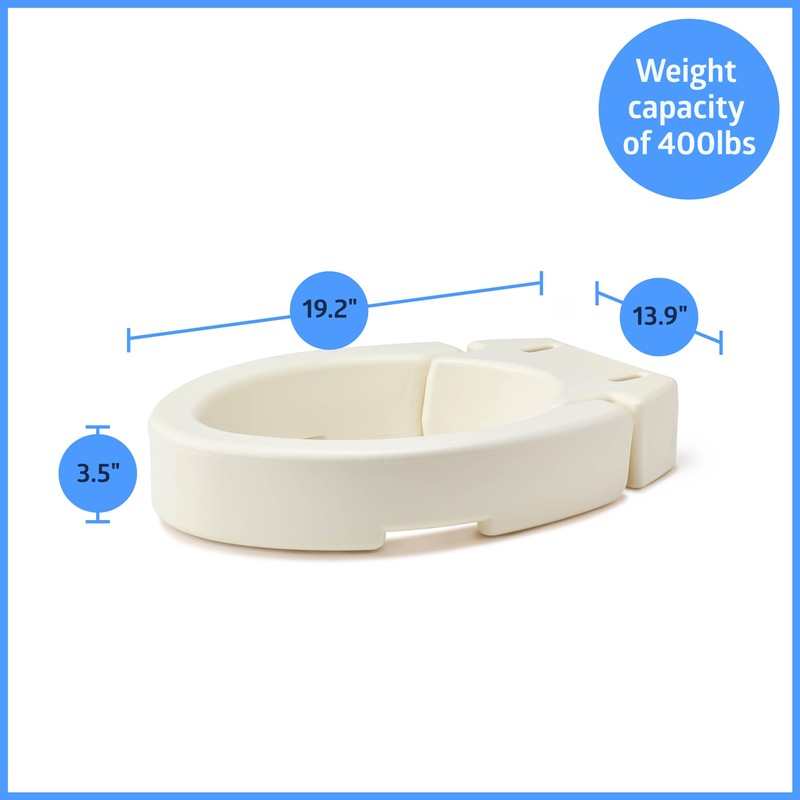 Medline Elongated Hinged Toilet Seat Riser, 3.5 inch, 400 lb