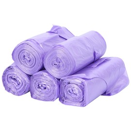 ULTECHNOVO 5 Rolls Trash Bags with Handles Plastic Rubbish Bags Handle Tie Garbage Bags Bathroom Trash Can Liners for Office Bedroom Home Kitchen Living Room Supplies Purple Bathroom Rubbish Bag