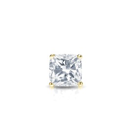 14k Yellow Gold Cushion Diamond Simulated Cubic Zirconia Men SINGLE STUD Earring 4-Prong(1/4ct,Excellent Quality)