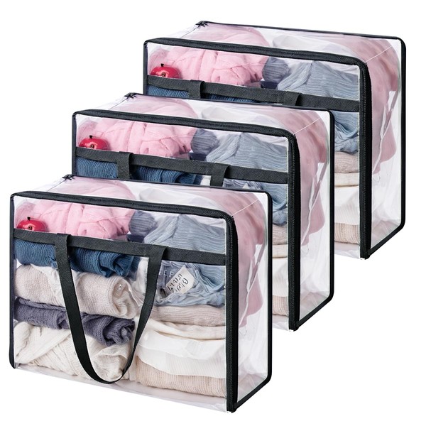 NXANZ Clear Clothes Storage Bags 40L Blanket Comforter Bedding Moving