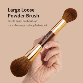 MAANGE 5 PCS Foundation Makeup Brush Set Double-ended Kabuki Mask Contour Brush for Liquid Powder Concealer Cream Cosmetics Blending Makeup Brushes (Coffee Gold)