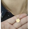 Gold Coin Necklace,Women Dainty Initial Letter Hearts Stainless Disc Round