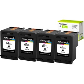 NineLeaf Remanufactured Ink Cartridge Replacement for HP 61XL 61 XL 61BXL use in Envy 4500 5530 5535 Deskjet 1000 1010 1510 2540 Officejet 2000 2050 3000 3050 2620 4630 4635 (4 Pack Black)
