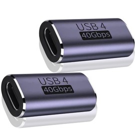 USB 4.0 Type C Adapter, LIANHATA 2 Pack Side Vent 40Gbps High Speed Data Transfer & PD 100W/5A Rapid Charge & 8K@60Hz Video Output Type C Adapter Slim Design 90 Degree Male Female USB C Connector