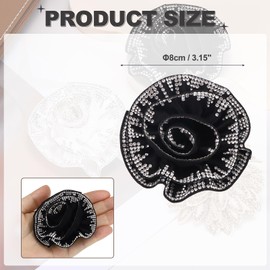 PATIKIL Rose Flower Brooch, Elegant Rhinestone Floral Brooch Dainty Fabric Camellia Boutonnieres Corsage Lapel Pins for Women Wedding Party Dance Gift Clothes Suit Accessories, Black