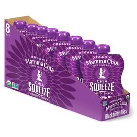 Mammachia Chia Squeeze Blackberry Bliss Vitality Snack, Vegan Friendly, Kosher, USDA Certified Organic, Gluten Free & Non-GMO, 3.5 Ounce (Pack of 16)