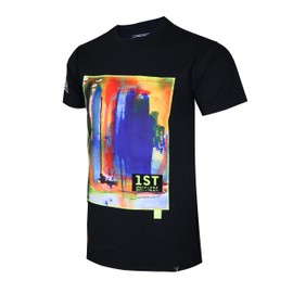 SCREENSHOTBRAND-S11006 Mens Hip-Hop Ultra Premium Tee Longline Abstract Art Painting Utility T-Shirt-Black-Large