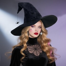 LNEPKCD Witch Hats for Women Black Adult Hlalloween Wizard Hat Costume Party Accessory