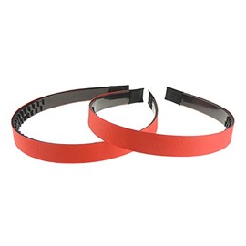 Glamour Girlz Ladies Girls Red Ribbed Satin Ribbon 15mm Headband Alice Band with Black Teeth - Pack of 2