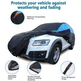 MORNYRAY MORNYRAY Waterproof Car Cover All Weather Snowproof UV Protection Windproof Outdoor Full car Cover, Universal Fit for Sedan (Blue, S6-Fit SUV Length(222-240 inch))