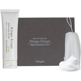 Kingo Kingo Facial Cream Soap, 110g (Approx. 90 Uses), Includes Dedicated Net, Rich Foam, Additive-Free, Clay Face Wash, Pore Cleanser, Moisturizing Skincare