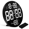 ULTECHNOVO Large LED Wall Clock with Remote Control Round Digital