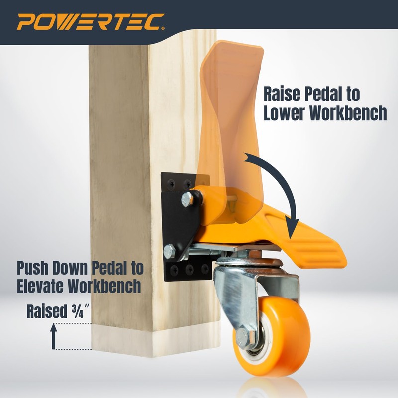 POWERTEC 2-1/2" Workbench Caster Kit – Set of 4 Retractable