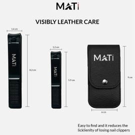 MATI Nail Clippers Set – 2 PCS Wide Jaw Heavy Duty Nail Cutter for Thick Toenails & Fingernails – Sharp Stainless Steel Clippers for Men, Women, Seniors with Leather Case & Built-in Nail File