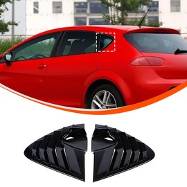 Car Rear Side Triangle Panel Trim Cover Suitable for Seat Leon 2008-2012, Triangle Blinds Rear for Cars, Black Car Sticker for Rear Side Windows (Piano, Black)