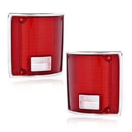 CROSSDESIGN LED Tail Light Assembly Lens Set Red Lens Compatible with Chevy Blazer C10 C20 C30 1975-1986 /Fit GMC C15 C1500 C2500 Jimmy 1973-1991 Red Tail Lamps 5968330 5968329 GM2801122 GM2800122