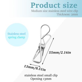 CEEYSEE 40 Pack Stainless Steel Clothes Pegs，Laundry Hanging Clothesline Clips for Washing Line,Pictures,Snacks Seal,Blanket,Towel (THJ)