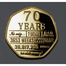 The Commemorative Coin Company 70th Birthday 24ct Gold Commemorative. Unique Gift/Present. Seventieth 70 Seventy Years - 'But Who's Counting. Grandma/Grandad/Mum/Dad