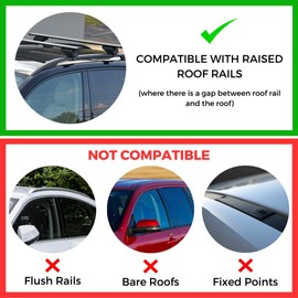 Universal Roof Rack Cross Bars - 42 to 56" Crossbars Fits Raised Side Rail Cars & SUVs | Adjustable Aluminum Aero Bars for Rooftop, Luggage, Cargo Carrier, Canoe, Kayak, Bike, Size: 42" | Silver
