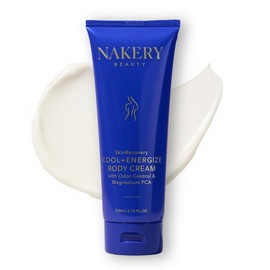 Nakery SkinRecovery Cool  Energize Crema corporal refrescante, locin corporal de magnesio para sofocos, hidratante reafirmante con mentol y cafena,...