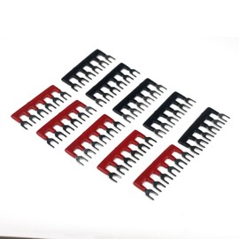 YUSHIBO 15pcs(5 Sets) Dual Row 6 Position Screw Barrier Terminal Block 600V 15A + 400V 15A 6 Postions Pre Insulated Terminal Barrier Strip Red/Black