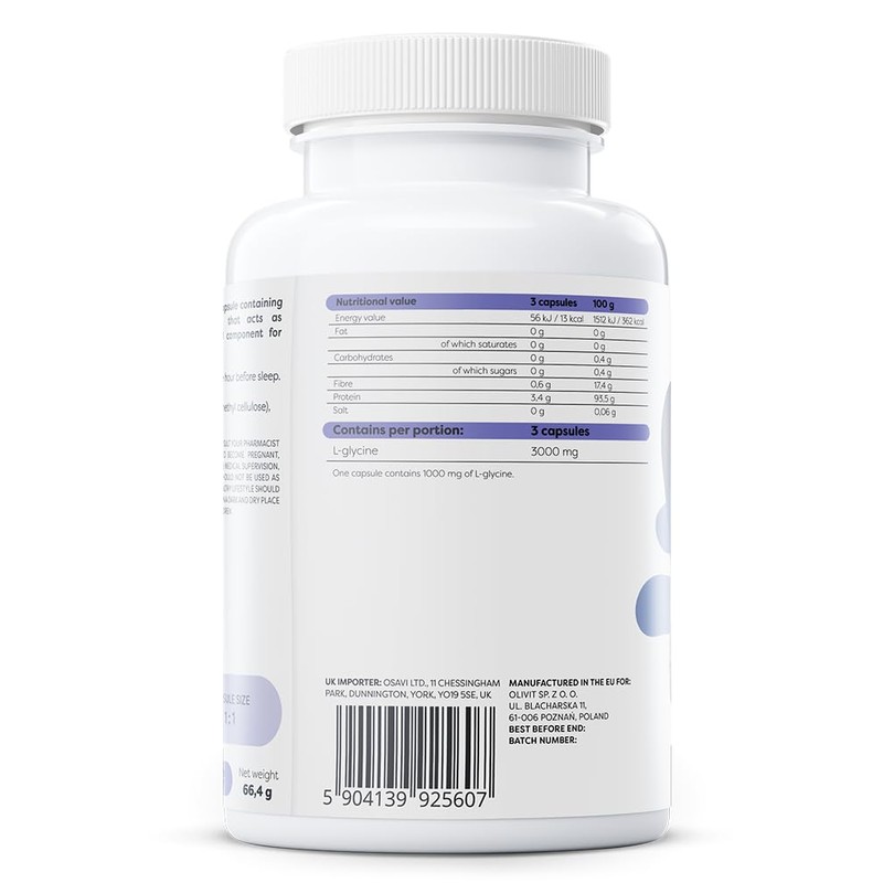 Osavi Glycine 1000mg – 60 Vegan Capsules | High–Potency Glycine