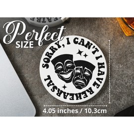 Theater Gifts Coaster, Ceramic, Set of 6, with Gift Box, Absorbent with Cork Base, Home Decor for Family, Housewarming, Thanksgiving, Birthday and Christmas - Theater