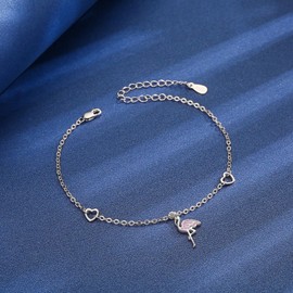 TANGPOET Flamingo Bracelet for Women 925 Sterling Silver Flamingo Jewelry Gifts for Birthday Christmas Valentines Mothers Day,7"+2" Adjustable Chain