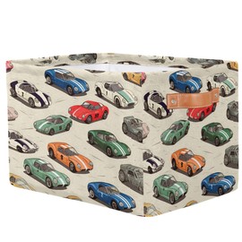 YPPAHHHH Race Cars Storage Baskets for Organizing, Fabric Collapsible Storage Bins Box Cool Decorative Toy Organizer Baskets for Closet Shelves Gift Basket 1 Pc