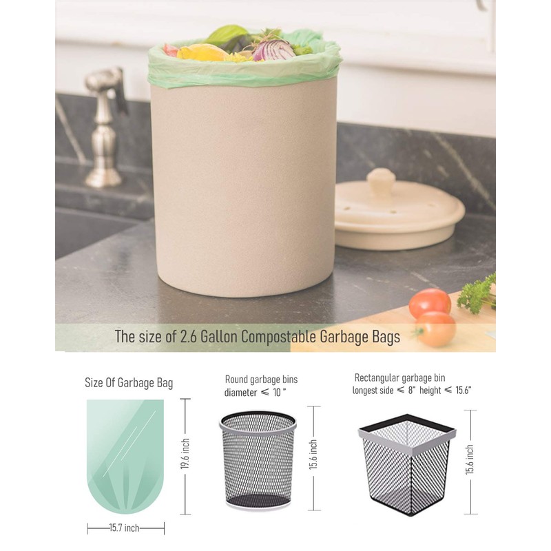 Small Trash Bags, 2.6 Gallon Compostable Trash Bags Bathroom Wastebasket