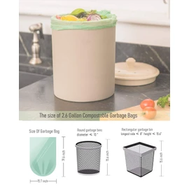 Small Trash Bags, 2.6 Gallon Compostable Trash Bags Bathroom Wastebasket Can Liners , 125 Count Mini Biodegradable Trash Bags For Bedroom Office Fit 10 Liter ,Green