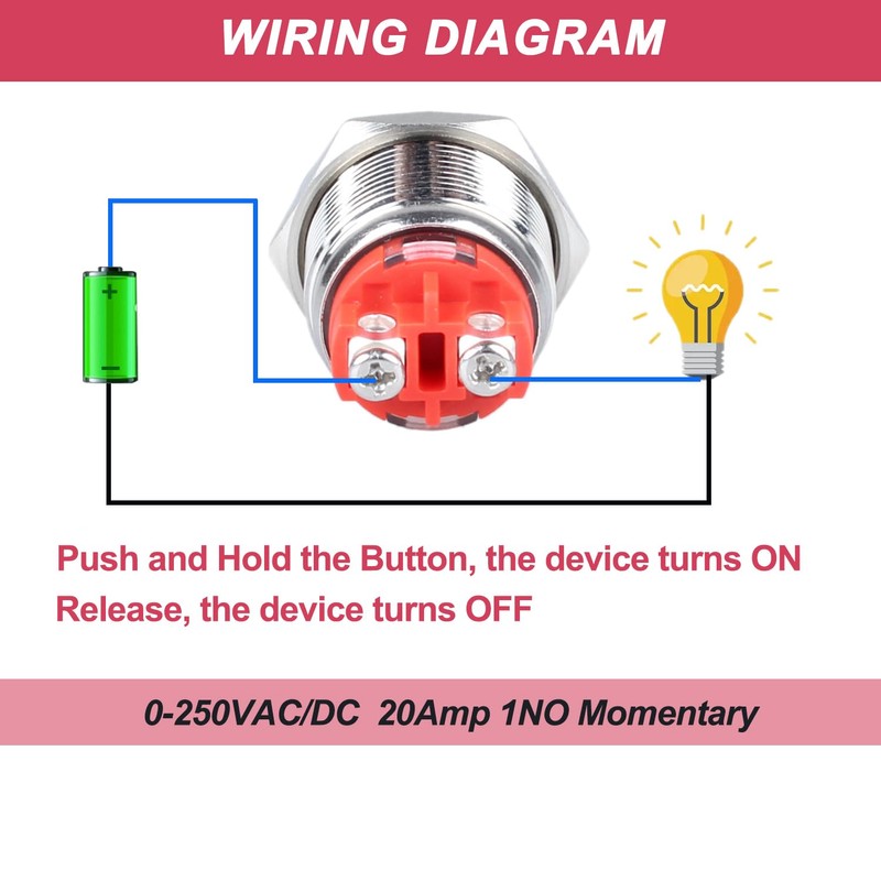 DMWD 16mm Heavy Duty Momentary Metal Push Button Switch Waterproof