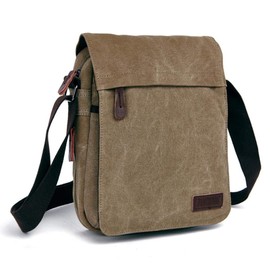 Canvas Messenger Bag Shoulder Bag Laptop Bag Satchel Bag Bookbag Crossbody Bag For Men (Khaki)
