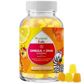 Gomitas Omega DHA para niños - ácidos grasos Omega 3 6 9 con vitamina C para cerebro 60ct