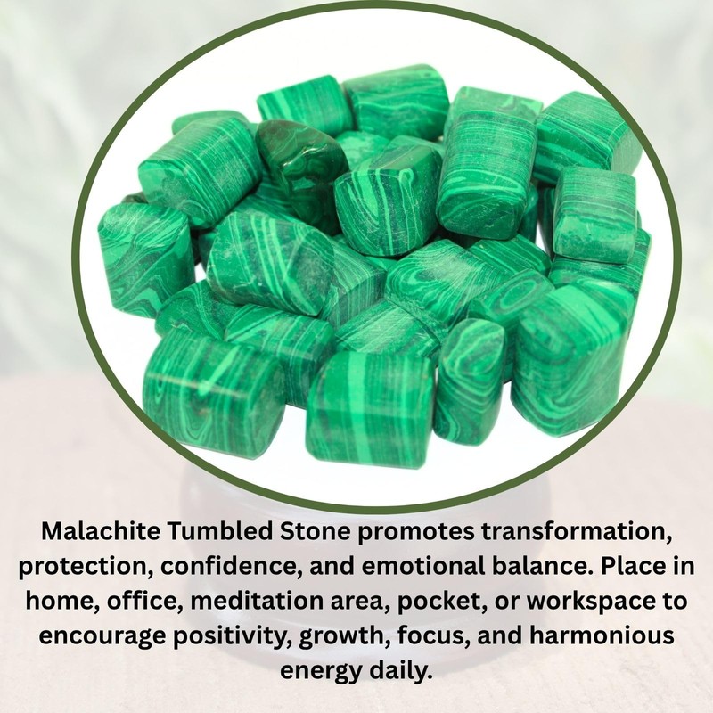 Prajet Crystal Natural Malachite Tumbled Stones 100 Grams Polished 0.75–1