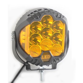 FSYF 7 Inch 75W Led Offroad Light, Amber Round Led Driving Light Side Shooter, Circle Amber Side Flashing Led Work Light, Fog Light for UTV ATV 4x4 Truck Boat Motorcycle Lighting