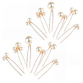 Sweet Kiss Pearl Beads, U Pins, Large and Small, Set of 12 (Gold, 12 Pieces), Perfect for Elegant Hair Arrangements! Coming of Age Ceremonies, Graduation Ceremonies, Weddings, Shichi-Go-San Hair