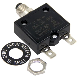 RKURCK 125-250V AC 50V DC Push Button Circuit Breaker 25 Amps Thermal Overload Protector L1 Series Manual Reset Thermal Circuit Breaker 25A