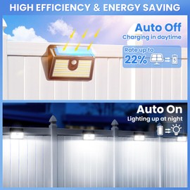 CLAONER Solar Lights Outdoor Motion Sensor, 6 Pack 149 LED Solar Powered Fence Light Waterproof, 3 Modes Security Wall Lighting for Outside Yard Deck Garden