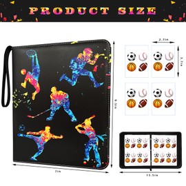 400 Pockets Sports Cards Binder,Trading Cards Holder Card Collectors Album,Trading Card Binder 4 Pocket with 50 Removable Sleeves for Football Baseball Basketball Hockey Soccer Card