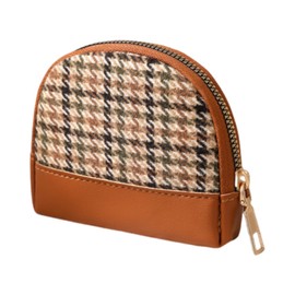 VODAFQS Women's Mini Purse Leather Small with Multiple Compartments, Trifold Wallet for Women, Compact Wallet, Black Check Pattern