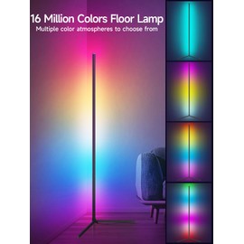 Tyute Corner Floor Lamp, RGB LED Corner Lamp with Music Sync, Smart App and Remote Control Color Changing Ambience Light, LED Lamp with 16 Million Colors for Bedroom, Living Room Gaming Room
