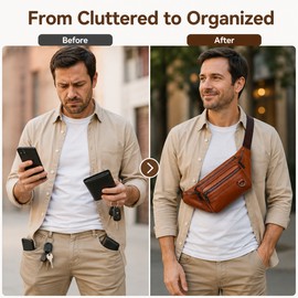 Genuine Leather Waist Bag for Men & Women – Retro Crossbody Sling, Fanny Pack & Belt Pouch for Travel and Daily Carry